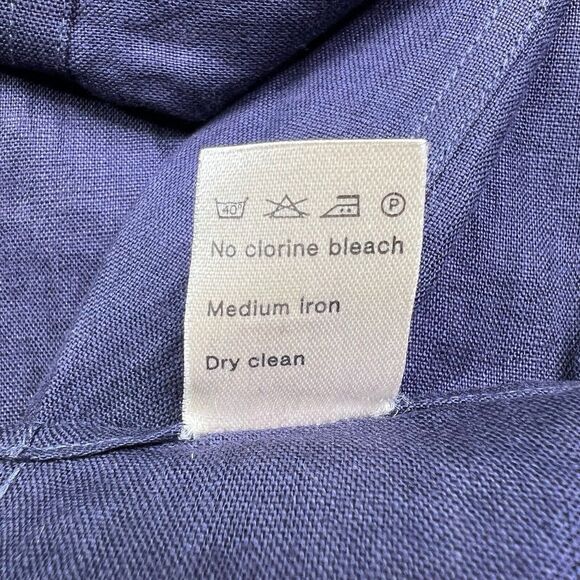 Idea Uomo Linen Button Up Shirt Men's Size M Medium Navy Blue Made In Italy - Picture 6 of 13